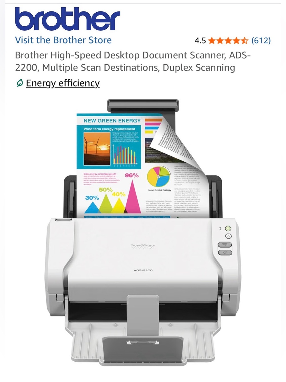 BROTHER Mobile / Portable Scanner, ADS-2200, with cables, USB compatible